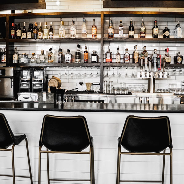 bar with alcohol